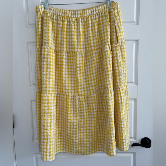 Old Navy Womens Gingham Tiered Maxi Skirt Size 2X Cottagecore Preppy Seersucker - Picture 8 of 16